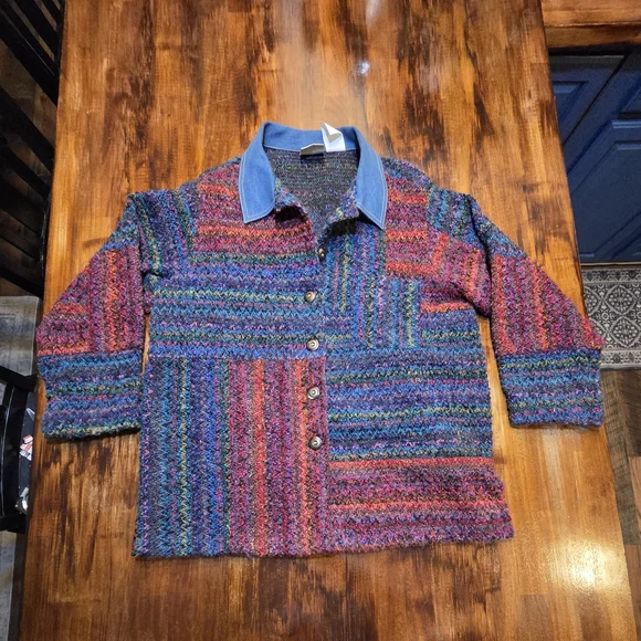 Koret City Blues vintage woven patchwork jacket sz women's Large - Picture 1 of 6